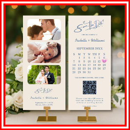 Dusty Blue Wedding Foto QR Code Elegant