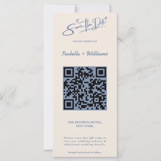 Dusty Blue Wedding Foto QR Code Elegant (Vorderseite)