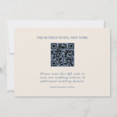 Dusty Blue Wedding Foto QR Code Elegant Save The Date (Rückseite)