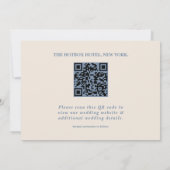 Dusty Blue Wedding Foto QR Code Elegant Save The Date (Rückseite)