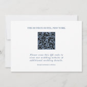 Dusty Blue Wedding Foto QR Code Elegant Save The Date (Rückseite)