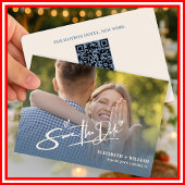 Dusty Blue Wedding Foto QR Code Elegant Save The Date