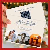 Dusty Blue Wedding Foto QR Code Elegant Save The Date