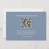 Dusty Blue Wedding Foto QR Code Elegant Save The Date (Rückseite)