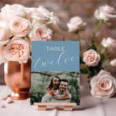 Dusty Blue Wedding Foto Tischnummer