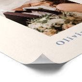 Dusty Blue Wedding FOTO Tischnummer Poster (Ecke)