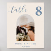 Dusty Blue Wedding FOTO Tischnummer Poster (Vorne)