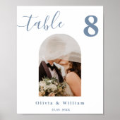 Dusty Blue Wedding FOTO Tischnummer Poster (Vorne)