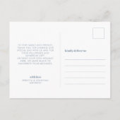 Dusty Blue Wedding Foto Vielen Dank Postcard Postkarte (Rückseite)