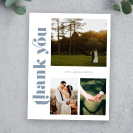 Dusty Blue Wedding Foto Vielen Dank Postcard Postkarte