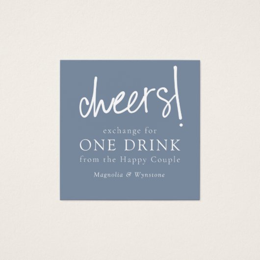Dusty Blue Wedding Free Drinks Tokens (Vorderseite)