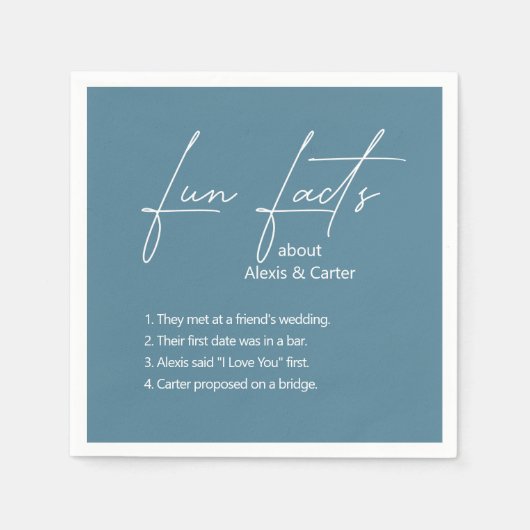 Dusty Blue Wedding Fun Fakten Serviette (Vorderseite)