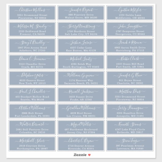 Dusty Blue Wedding Guest Address Labels (Blatt)