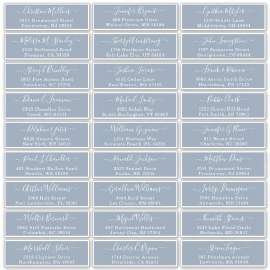 Dusty Blue Wedding Guest Address Labels (Vorderseite)