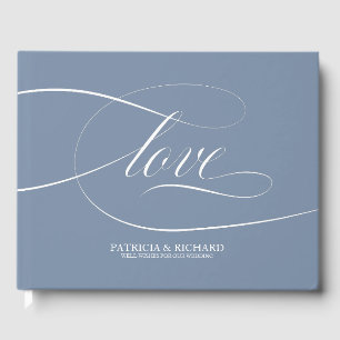 Dusty Blue Wedding Guest Book Elegant Gästebuch