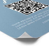 Dusty Blue Wedding Honeymoon Fund QR Code Poster (Ecke)