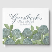 Dusty Blue Wedding Hydrangea Botanical Floral Gästebuch (Vorderseite)