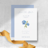 Dusty Blue Wedding Hydrangea Save the Date Card