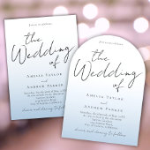 Dusty Blue Wedding Invitation Arch Foto QR Code Einladung