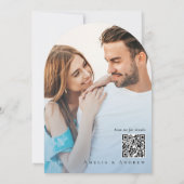 Dusty Blue Wedding Invitation Arch Foto QR Code Einladung (Rückseite)