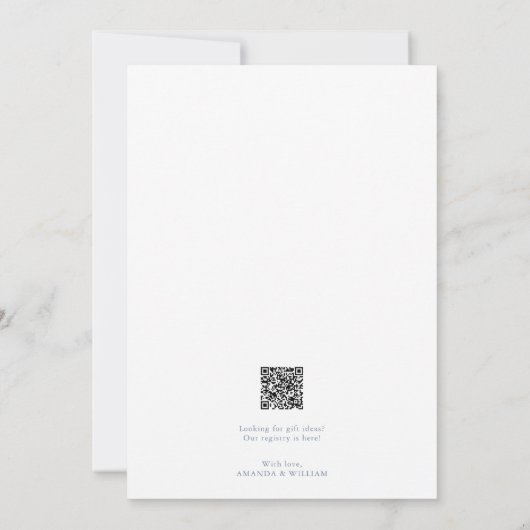 Dusty Blue Wedding Invitation with QR Code Einladung (Rückseite)