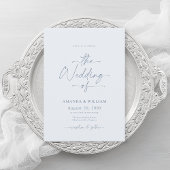 Dusty Blue Wedding Invitation with QR Code Einladung