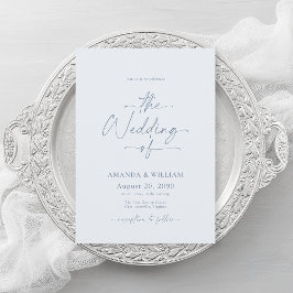 Dusty Blue Wedding Invitation with QR Code Einladung
