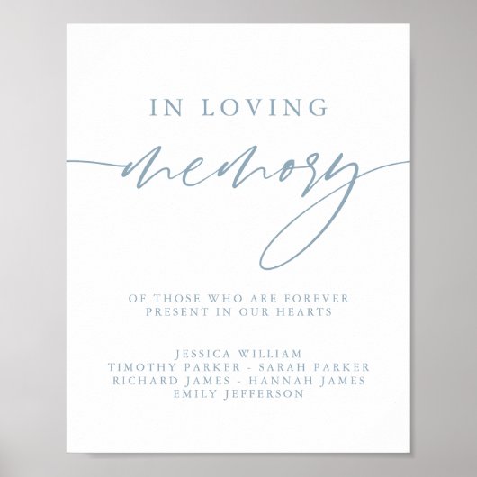 Dusty Blue Wedding Love Memorial-Zeichen Poster (Vorne)