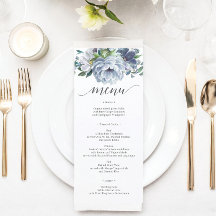 Dusty Blue Wedding Menu - Hochzeitsmenüs