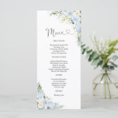 Dusty Blue Wedding Menu Menükarte (Stehend Vorderseite)