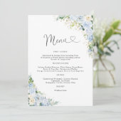 Dusty Blue Wedding Menu Menükarte (Stehend Vorderseite)