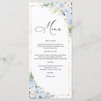 Dusty Blue Wedding Menu Menükarte