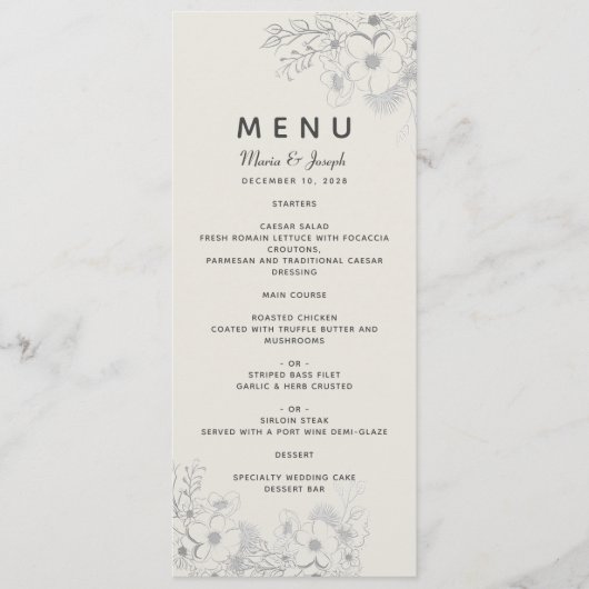 Dusty Blue Wedding Menu Menükarte (Vorderseite)