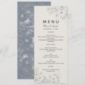 Dusty Blue Wedding Menu Menükarte (Vorne/Hinten)
