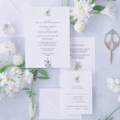 Dusty Blue Wedding | Minimaler botanischer Entwurf Einladung