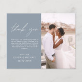 Dusty Blue Wedding Minimalistisch Dankeskarten (Vorderseite)