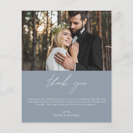 Dusty Blue Wedding Minimalistisch Dankeskarten Flyer (Hinten)