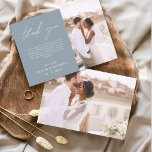 Dusty Blue Wedding Minimalistisch Dankeskarten Flyer<br><div class="desc">Budget Hochzeit Dankeschön Karten,  die ein Foto auf der Vorder- und Rückseite haben. Die Dankeschön-Karten enthalten eine moderne,  handgeschriebene,  kursive Schriftzeichen-Typografie,  die elegant,  einfach und modern nach Ihrer Hochzeitsfeier zu benutzen sind.</div>