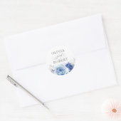 Dusty Blue Wedding Modern Floral Boho Runder Aufkleber (Umschlag)