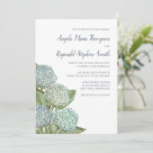 Dusty Blue Wedding Modern Hydrangea Simple Einladung (Stehend Vorderseite)