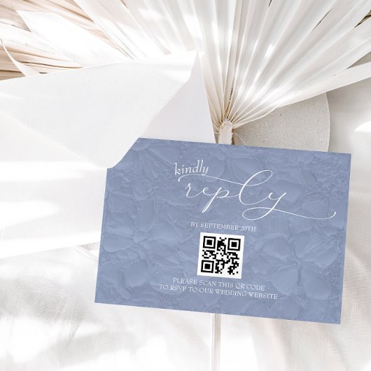 Dusty Blue Wedding Modern Simple QR RSVP Karte