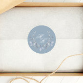 Dusty Blue Wedding Monogram Custom Runder Aufkleber