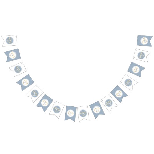 Dusty Blue Wedding Monogram Wimpelkette (Alle)