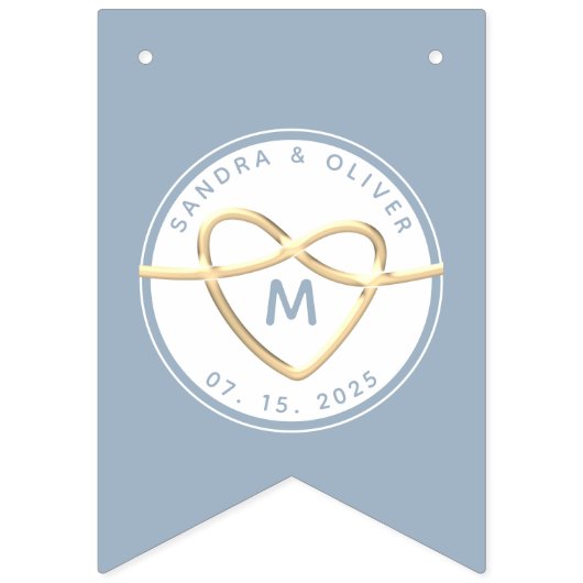 Dusty Blue Wedding Monogram Wimpelkette (Zweite Fahne)