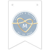 Dusty Blue Wedding Monogram Wimpelkette (Erste Fahne)