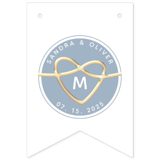 Dusty Blue Wedding Monogram Wimpelkette (Erste Fahne)