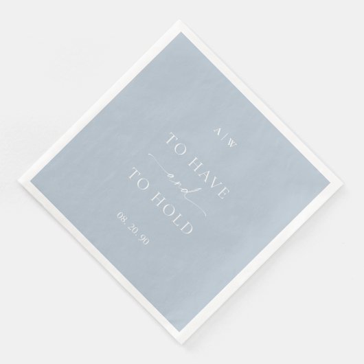 Dusty Blue Wedding Napkin - haben und halten Serviette (Ecke)