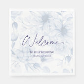 Dusty Blue Wedding Napkin - Willkommen Serviette (Vorderseite)
