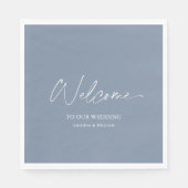 Dusty Blue Wedding Napkin - Willkommen Serviette (Vorderseite)