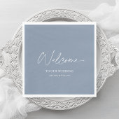Dusty Blue Wedding Napkin - Willkommen Serviette